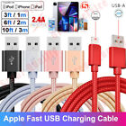 USB Fast Charger Cable For iPhone 14 13 12 11 XR 3/6/10Ft Braided CableData Cord
