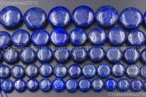 Natural Lapis Lazuli Gemstone Round Coin Candy Beads 10mm 12mm 14mm 16mm 16“ - Picture 1 of 12