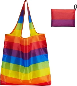 Regenbogen faltbare wiederverwendbare Einkaufstasche - waschbare Öko-Einkaufstasche mit Hand - Bild 1 von 7