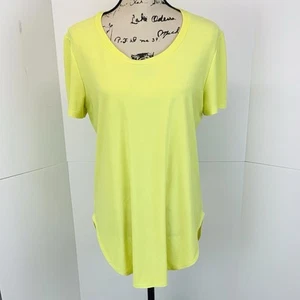 Top túnica tejido elástico Joseph Ribkoff mujer talla 12 manga corta amarillo litrón - Imagen 1 de 7