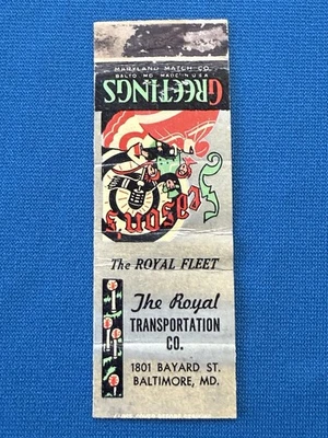The Royal Transportation Co Motor Freight Baltimore VTG Matchbook Cover Lt#2052 - Image 1 of 2