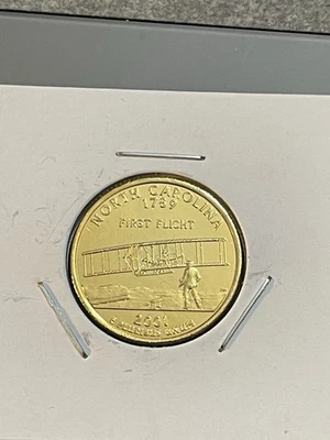 GOLD PLATED 2001-D NORTH CAROLINA U.S. STATE QUARTER - Image 1 of 2