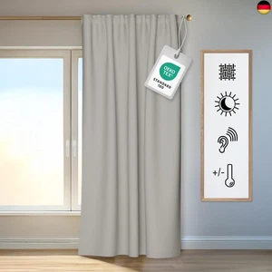 Vorhang Kim Beige | Verdunkelungsvorhang inkl. Multifunktionsband | - Bild 1 von 9