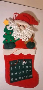 Santa Claus Christmas Advent Calendar  Stocking December Hanging Felt Wall Decor - Picture 1 of 8
