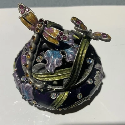 Caja Baratija Floral Esmalte y Cristales Rucinni De Colección con LIBÉLULA Y MARIPOSA Foto 1 de 4