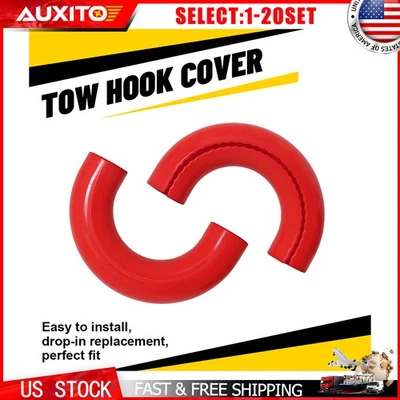 Red Front D-Ring Tow Hook Covers for Toyota Tundra 2017-2021 Accessories 2-20X - Image 1 of 4