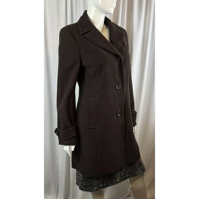 Style & Co Wool Blend Pea Coat Brown L Dark Academia Preppy Cold Weather 63-08 - Image 1 of 4