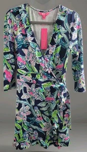 NWT Lilly Pulitzer Jessalynne Romper Wrap Size Medium Bright Navy Sway this Way - Picture 1 of 17