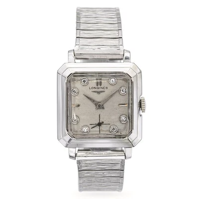 Vintage Longines 14K White Gold Diamond Dial Hand Wind Men's Watch - Image 1 of 4