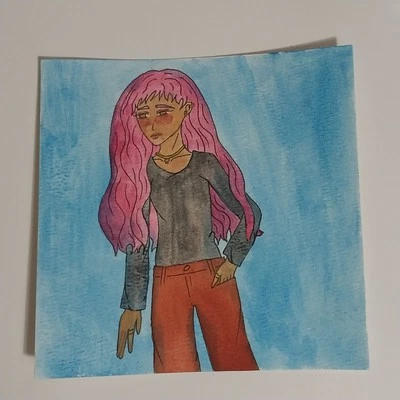 Sindy Fuhr Gouache Painting Hand Made Fashion Pop Art Title Walkung By  B Foto 1 de 2