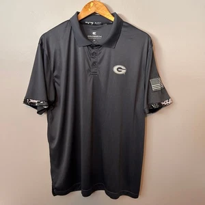 Georgia Bulldogs Polo Shirt XL Colosseum Grey Camo Sleeve OHT UGA Football Flag - Picture 1 of 7