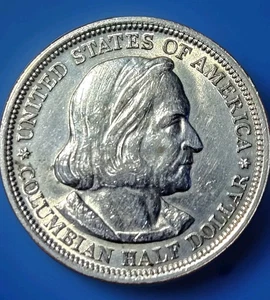 1893 Columbian Exposition Silver Commemorative.50c AU-BU Condition. Display Case - Picture 1 of 5