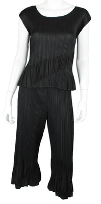 ISSEY MIYAKE PLEATS PLEASE Black Plisse Top & Pant Outfit Set 5 XXL 2XL - Image 1 of 4