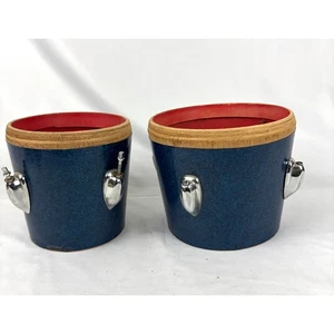Vintage Blue Sparkle Bongo Drums 70er 80s Percussion For Parts - Bild 1 von 13