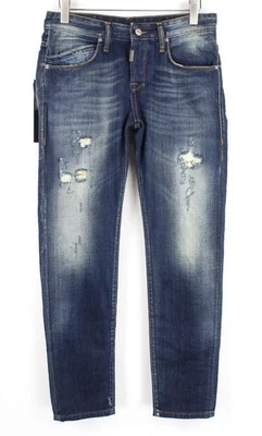 Pantalones de mezclilla TAKESHY KUROSAWA para hombre W32 azul desgastado manchado ajuste con botones * Foto 1 de 4