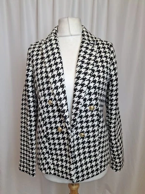NEW LOOK Womens Double Breasted Black White Houndstooth Blazer UK10 L2965 - Image 1 of 4