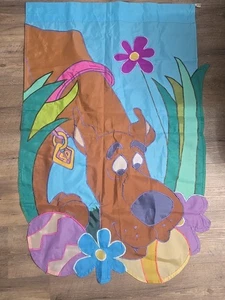 Vtg Scooby Doo Spring Easter Yard Garden Flag Cartoon Network 2002 4' By 3' - Picture 1 of 2
