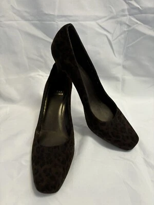 Zapatos de tacón Stuart Weitzman marrón negro estampado animal para mujer talla 9N Foto 1 de 4