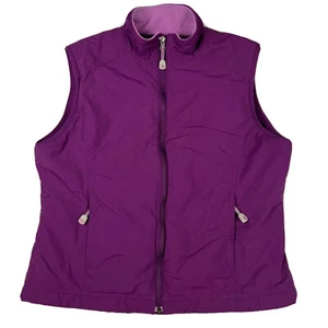 LL Bean Nylon Fleece Lined Full Zip Vest Purple Pink Women’s Size Medium Reg - Picture 1 of 8