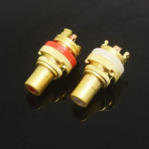 50 pares de enchufe de chasis hembra enchufe de zócalo de cobre dorado RCA - Imagen 1 de 8