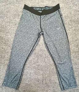 Nike Dri Fit Capri Leggings Womens Size Large Black Blue Running Yoga Athletics - Picture 1 of 11