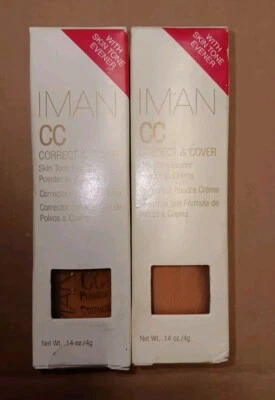 2 x IMAN CC Correct & Cover Skin Tone Evener Powder to Cream Clay Medium Deep - Image 1 of 3