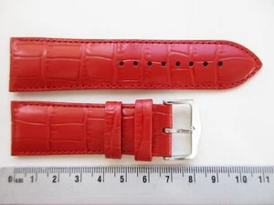 Hirsch Louisianalook Red 24 MM leather waterproof watch band strap - SHORT - Picture 1 of 5