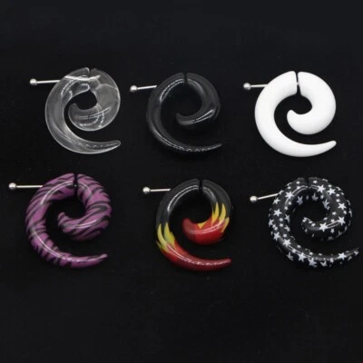 Acrílico Falso Tramposo Espiral Oreja Cónica Estiradores Pendientes Piercings Joyería Corporal Foto 1 de 4