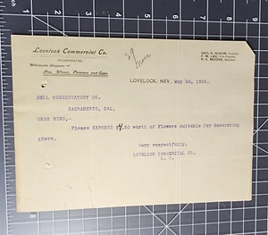 1903 Lovelock NV. Commercial Co. Carta intestata lettera Geo. S. Nixon - Foto 1 di 3