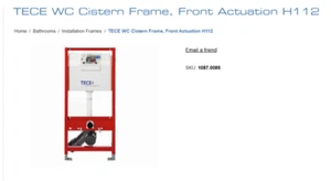 TECE design WC Cistern Frame, Front Actuation, H112 - Picture 1 of 2