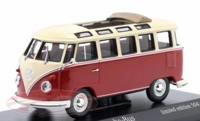 Nuevo Volkswagen VW T1 1963 Samba Bus beige/rojo 1:43 Minichamps Limited Diecast Foto 1 de 4