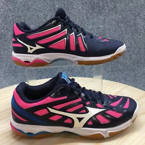 Mizuno Shoes Womens 8.5 Hurricane 3 Low Top Lace Up Volleyball Sneaker Blue Pink - Picture 1 of 15