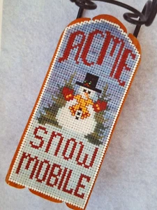 ACME Snow Mobile - Happy Snowman with Mittens - Cross Stitch Chart - Picture 1 of 2