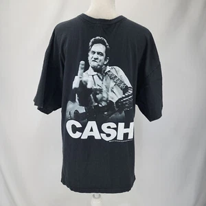 2009 Johnny Cash Mens Large / XL 44" Middle Finger Folsom Prison Black T-shirt - Picture 1 of 12