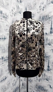 Joseph Ribkoff Jacket sz L UK 16 US 14 Velvet Floral Full Zip Drapped Blazer - Picture 1 of 12