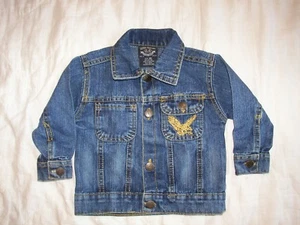 URBAN EXTREME Blue Denim Jean Eagle Embellished Jacket Size 18 Months - Picture 1 of 5