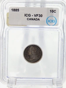 1885 Canada 10 Cent Piece - Dime Coin - ICG Graded VF 30 (BT483) - Picture 1 of 4