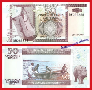 BURUNDI 50 Francs francos 2007 Pick 36g SC / UNC - Imagen 1 de 1