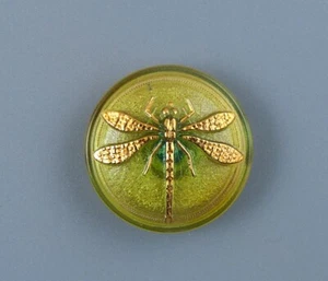 COLORFUL CZECH GLASS BUTTON - DRAGONFLY - Picture 1 of 4