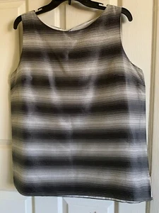 SZ 12 Lafayette 148 New York Black Sheer Striped Top - Picture 1 of 2