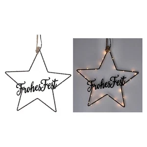 LED Stern "Frohes Fest" 30cm warmweiß mit Timer Eisen 30LEDs IP44 schwarz - Bild 1 von 1