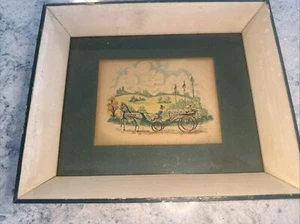 Vintage Stan David Horse & Carriage Framed Print (6 1/4" x 5 1/8") - Picture 1 of 12
