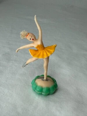 Decoração de bolo vintage bailarina dançarina feita em Hong Kong \cupcake década de 1950 amarelo - Imagem 1 de 4