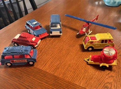 Tootsie Toy Lot Of 7 Rescue Vehicles- Swat, Police, Fire, Spotlight, Helicopter  - Image 1 of 4