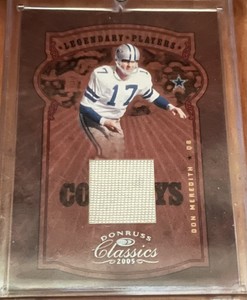 2005 Donruss Classics Legendary Players Game Worn Jersey /150 Don Meredith! Rare