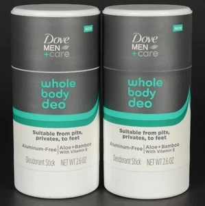 2 Dove Men + Care Whole Body Deo Stick Men's Deodorant Bamboo & Aloe 2.6 oz NEW - Picture 1 of 2