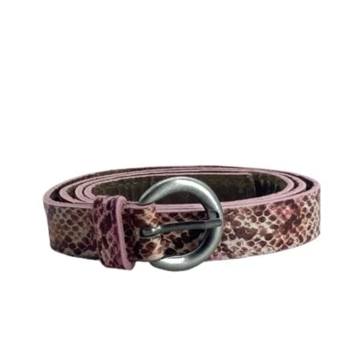 Cinturón de cuero con estampado de reptiles de serpiente en relieve mediano 32"-37" rosa púrpura Foto 1 de 3