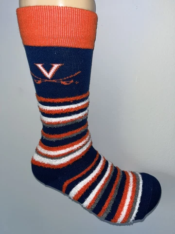 VIRGINIA CAVALIERS NCAA COLLEGE TEAM WOMENS STRIPE SOFT FUZZY CREW SOCKS Q Cover