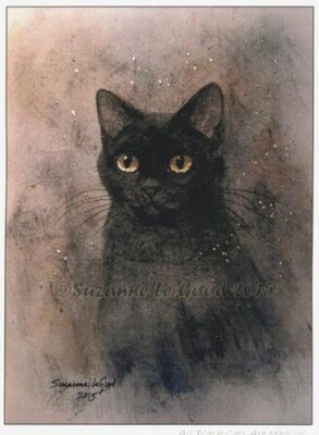 LTD EDITION MAGICAL BLACK CAT PRINT FROM ORIGINAL PAINTING BY SUZANNE LE GOOD - Image 1 of 3