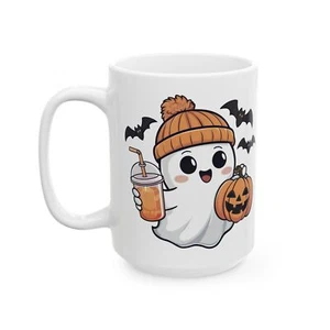 Boo-tiful Halloween Ghost Mug - Pumpkin & Witch's Brew Design - 11 and 15oz - Picture 1 of 11